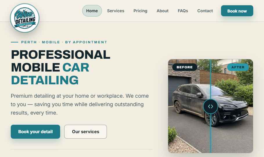 Homepage preview of the Cream Teal concept