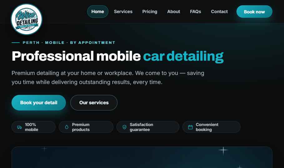 Homepage preview of the Dark Gloss concept