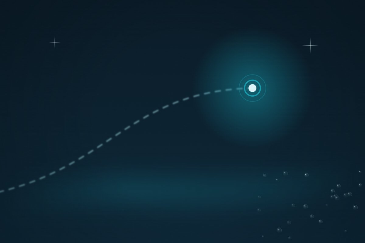 A glowing route marker representing the mobile service coming to you